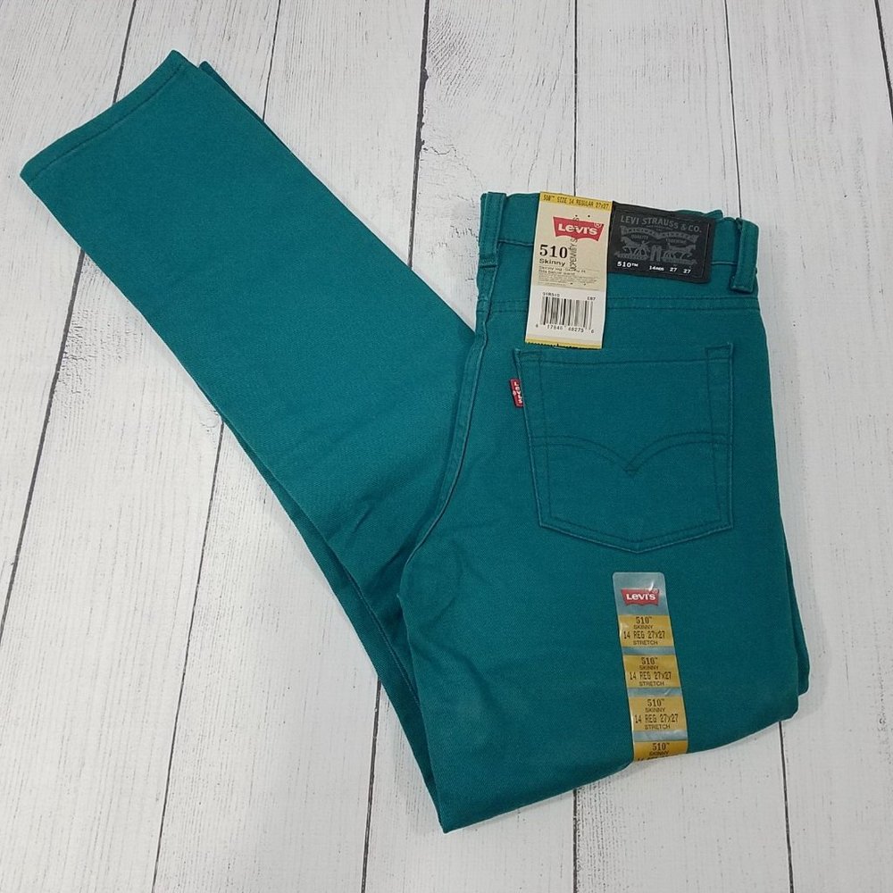 Levis 510 Boys Skinny Jeans Size 14 27x27 Shaded Spruce